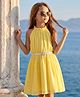 Hola Bonita Knit One Piece Dresses/Frocks Sleeveless Halter Neck Solid Knee Length Yellow 5-6 Years