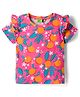 Tiara Cotton Spandex Knit Half Sleeves Fruit Printed Regular Tee - Pink