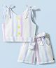 Dew Drops Cotton Woven Sleeveless Striped Co-Ords Top & Shorts Set - Lemon