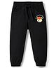 Babyhug Full Length Washed Denim Jogger With Tiger Print & Stretch - Black