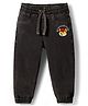 Babyhug Denim Washed Full Length Jeans With Stretch & Lion Print - Charcoal Grey