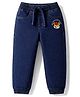 Babyhug Full Length Washed Denim Jeans with Tiger Print & Stretch - Navy Blue