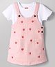 Babyhug Twill Woven Frocks with Inner Tee Strawberry Embroidered Pink 18-24 Months