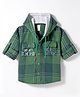 Dapper Dudes Woven Full Sleeves Checkered Hooded Shirt - Green