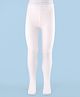 Mustang Cotton Knit Full Length Solid Color Footie Tights - White