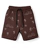 Evimo Single Jersey Knit Knee Length Beach Theme Printed Shorts - Brown