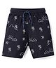 Evimo Single Jersey Knit Knee Length Beach Theme Printed Shorts - Navy Blue