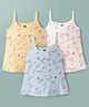Evimo Single Jersey Knit Sleeveless Slips With Heart Print Pack of 3 - Blue Cream & Green
