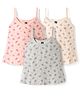 Evimo Single Jersey Knit Sleeveless Slips With Floral Print Pack of 3 - Peach Yellow & Grey