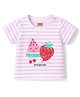 Babyhug Cotton Knit Half Sleeves Striped T-Shirt With Floral Applique & Fruit Print - Multicolor