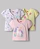 Babyhug 100% Cotton Knit Half Sleeves Jhablas with Unicorn & Floral Print Pack of 3 - Multicolor