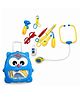 Toytales Kids Doctor Play Set Trolley Owl Shape Suitcase with Wheels & Handle, Pretend Medical Role Play Kit - Blue