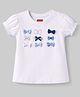 Babyhug Cotton Knit Half Puffed Sleeves T-Shirt with Bow Applique - White