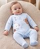 Babyoye Interlock Knit Full Sleeves Bear Printed Footed Slepsuit - Light Blue
