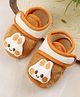 KIDSUN Animal Face Applique Detailed Velcro Closure Booties - Orange