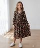 Bolly Lounge Cotton Blend Woven Full Peasant Sleeves Floral Printed  Dress - Black