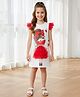 Bolly Lounge Cotton Blend Knit Sleeveless Girls Printed Dress -  White