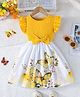 Bolly Lounge Cotton Blend Knit Sleeveless Frill Detailed Bow Applique Detailed Floral & Butterfly Printed Dress - Yellow
