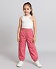 Aww Hunnie Cotton Rib Knit Sleeveless Solid Top With Cargo Pant Set - White