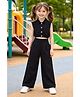 Aww Hunnie Twill Woven Sleeveless Top & Pant Set - Black
