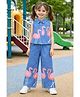 Aww Hunnie Woven Sleeveless Flamingo Printed Shirt & Palazzo Set - Blue