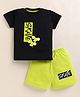 NUTTY BUTTY Sinker Knit Half Sleeves Skate Text Printed Tee & Shorts Set - Neon Green