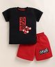 NUTTY BUTTY Sinker Knit Half Sleeves Skate Text Printed Tee & Shorts Set - Red