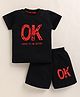 NUTTY BUTTY Sinker Knit Half Sleeves Ok Strive To Be Better Text Printed Tee & Shorts Set -  Black