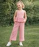 Aww Hunnie Cotton Woven Sleeveless Striped Coordinating  Peplum Top & Palazzo Set - Pink