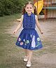Aww Hunnie Cotton Woven Sleeveless Frill Detailed Top & Skirt Set - Blue