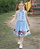 Aww Hunnie Cotton Woven Sleeveless Frill Detailed Top & Skirt Set - Sky Blue