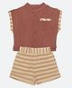 furr balls 100% Organic Cotton Woven Sleeveless Solid Tee & Shorts Set - Brown