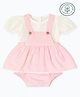 furr balls 100% Organic Cotton Knit Sleeveless Striped Dress With Bloomer & Inner Tee - Light Pink