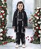 Little Bansi Cotton Woven Full Sleeves Placement Floral Printed Top & Palazzo Set With Embroidered Jacket - Black