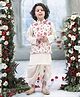 Little Bansi Boys Muslin Woven Full Sleeves Lace Embellished Dhoti Kurta Set With Rose Printed Nehru Jacket - Cream
