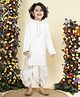 Little Bansi 100% Cotton Woven Full Sleeves Lace Embellished Kurta & Dhoti Set - White
