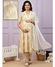 Dummy Shape Cotton Blend Woven Half Sleeves Floral Printed Maternity Kurti With Side Zipper Nursing Access & Pant With Dupatta Set - Beige