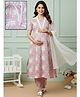Dummy Shape Cotton Blend Woven Half Sleeves Floral Printed Maternity Kurti With Side Zipper Nursing Access & Pant With Dupatta Set - Mauve
