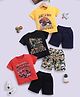 blushh berry Cotton Knit Pack Of 3  Half Sleeves Vehicles & Camouflage Printed Tee & Shorts Set - Yellow Black & Red
