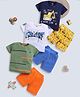 blushh berry Cotton Knit Pack Of 3 Half Sleeves Vehicles & Coolest Text Printed Tee & Shorts Set - Navy Blue White Green