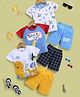 blushh berry 100% Cotton Knit Half Sleeves Pack Of 3 Teddy Animal And Some Kind Text Printed Tee With Shorts Set - Blue,White,Yellow