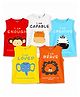KUCHIPOO Cotton Pack Of 5 Sleeveless Animals Printed -Multi Colour