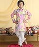 Cutiekins Cotton blend Woven Full Sleeves Floral Printed Kurta & Pyjama Set - Lemon Yellow & White