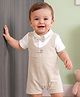 Babyoye 100% Cotton Interlock Knit Half Sleeves Romper With Bow Applique - Cream