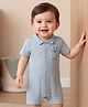 Babyoye 100% Cotton Knit Puppy & Text Embroidered Romper - Light Blue