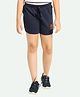 Ariel Cotton Knit Super Girl Text Printed Shorts - Navy Blue