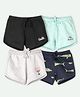 Ariel Cotton Knit Pack Of 4 Shark & Typography Printed Shorts - Black Sky Blue Grey & Navy Blue