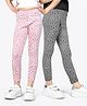 Ariel Cotton Knit Pack Of 2 Leopard Printed Leggings - Grey & Pink