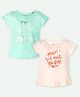 Ariel Cotton Knit Pack Of 2 Half Sleeves I M Pretty Amazing & Yeah Just Smile All Day Text Printed Tees - Green & Orange