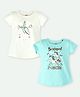 Ariel Cotton Knit Pack Of 2 Half Sleeves Unicorn & Be Magical Like A Unicorn Text Printed Tees - Cream & Sky Blue